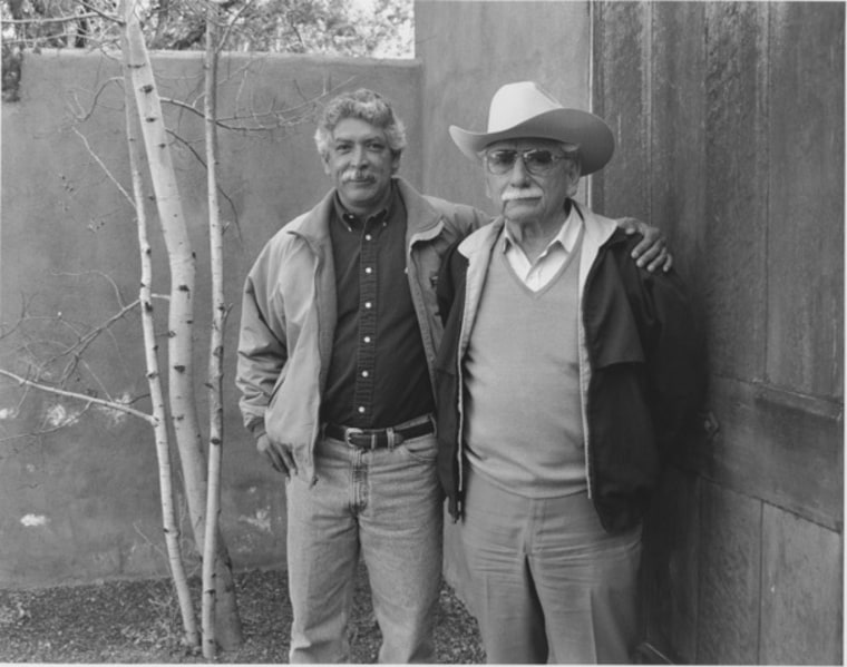 Roberto Alvarez (right) and Roberto Alvarez Jr., at the School of American Research, New Mexico 1996. 