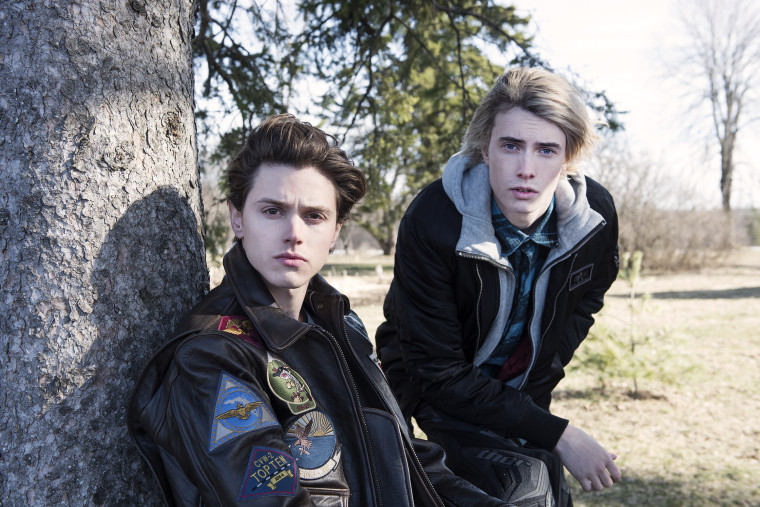 (L-R) Tyler Young as Philip Shea and James Paxton as Lukas Waldenbeck in USA Network's "Eyewitness"