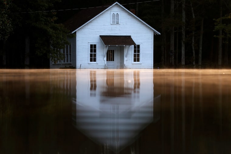 Image: Mist rises off the water in Lumberton, North Carolina