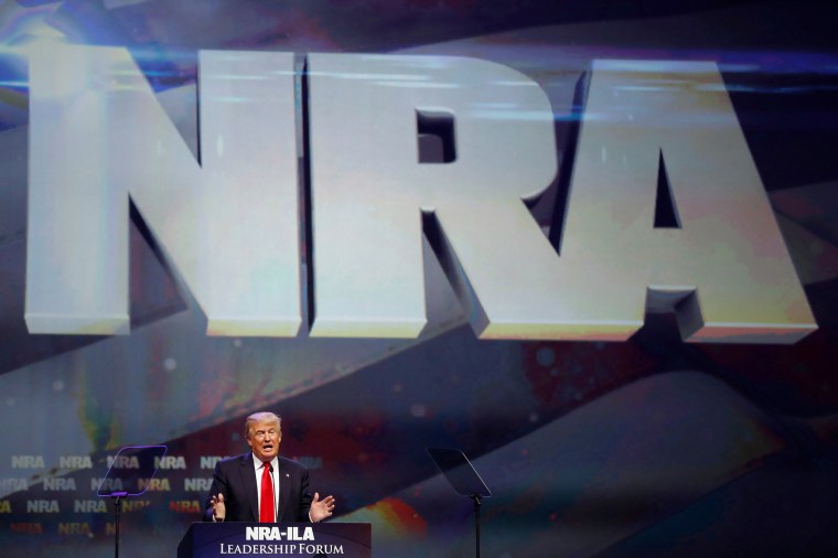 Image: Donald Trump attends the National Rifle Association's NRA-ILA Leadership Forum