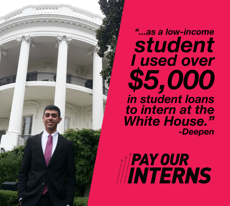 "Pay Our Interns" organization campaigns to get Hillary Clinton and Donald Trump to pledge that if elected, they will offer more paid government internships for millennials