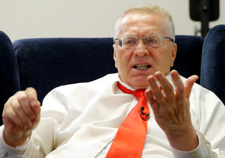 Image: Leader of Liberal Democratic Party of Russia Zhirinovsky speaks during interview with Reuters in Moscow