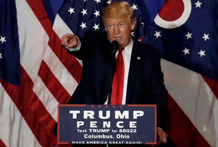 Image: U.S. Republican presidential nominee Donald Trump speaks at a campaign event in Columbus