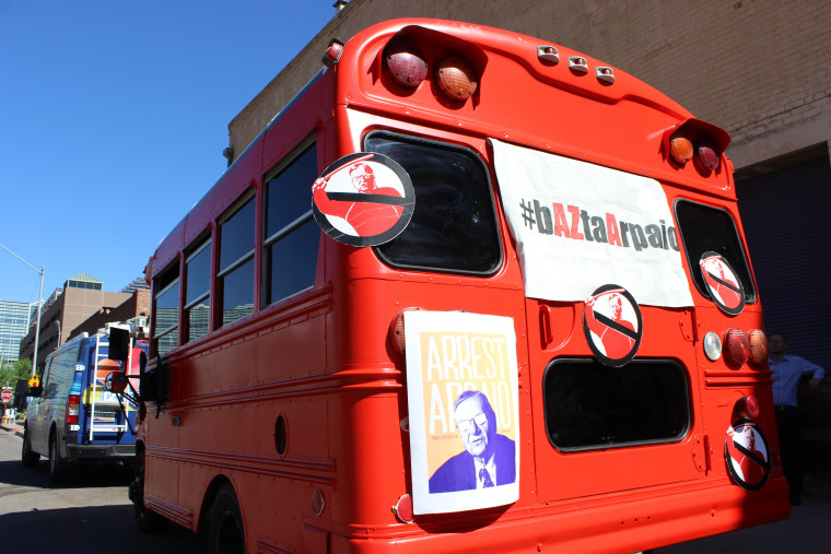 Members of the Bazta Arpaio campaign will be driving around in a red bus and making stops at various locations across Maricopa County to encourage Latinos to vote against Arpaio.