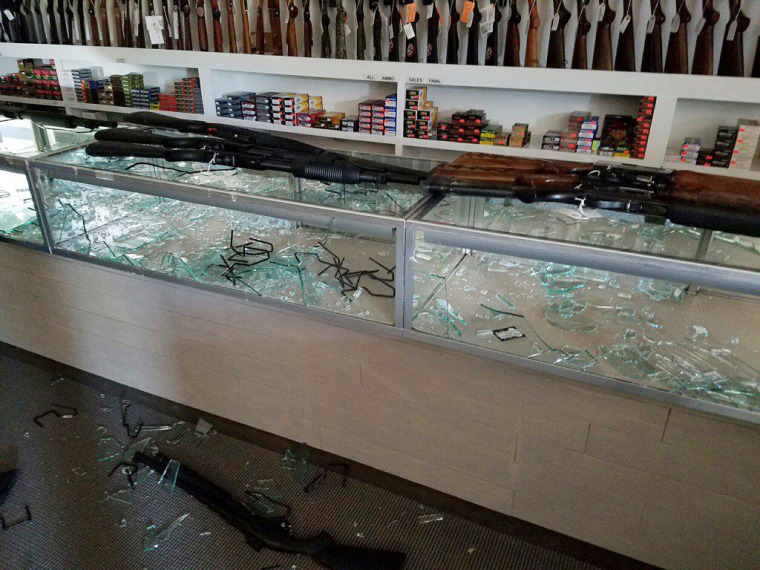 Image: Over 200 guns were stolen from the Five Star Gun store in Longs, S.C. during Hurricane Matthew