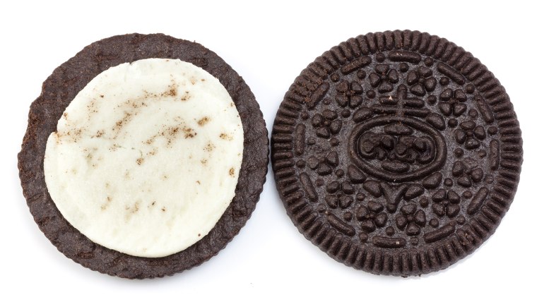 halved oreo cookie