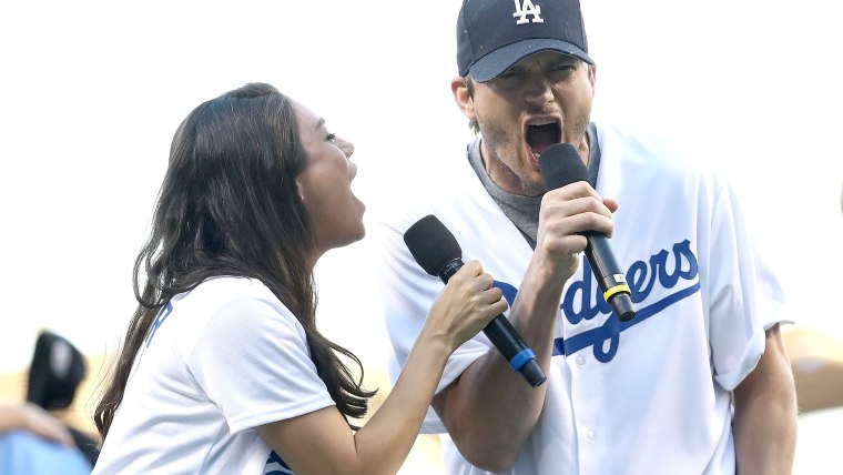 Ashton Kutcher and Mila Kunis Head to Dodgers Game for Date