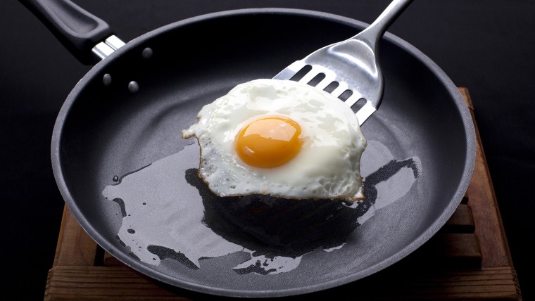 Fried egg on a frying pan