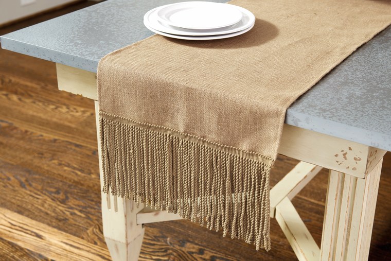 BL276 FRINGED BURLAP TABLE RUNNER