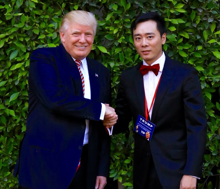 Tian Wang, one of the founders of Chinese Americans for Donald Trump, meeting the presumptive Republican presidential nominee.