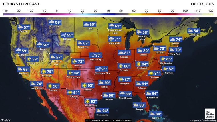 Image: Tuesday Oct.18 weather forecast in the U.S.