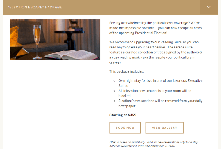 Hotel Commonwealth Election Escape Package