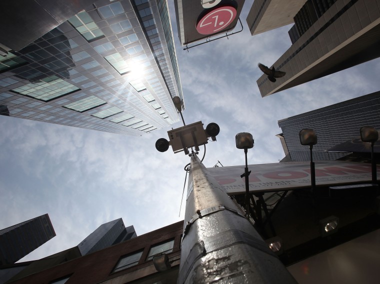 Image: A New York Police Department security camera is seen in Times Square