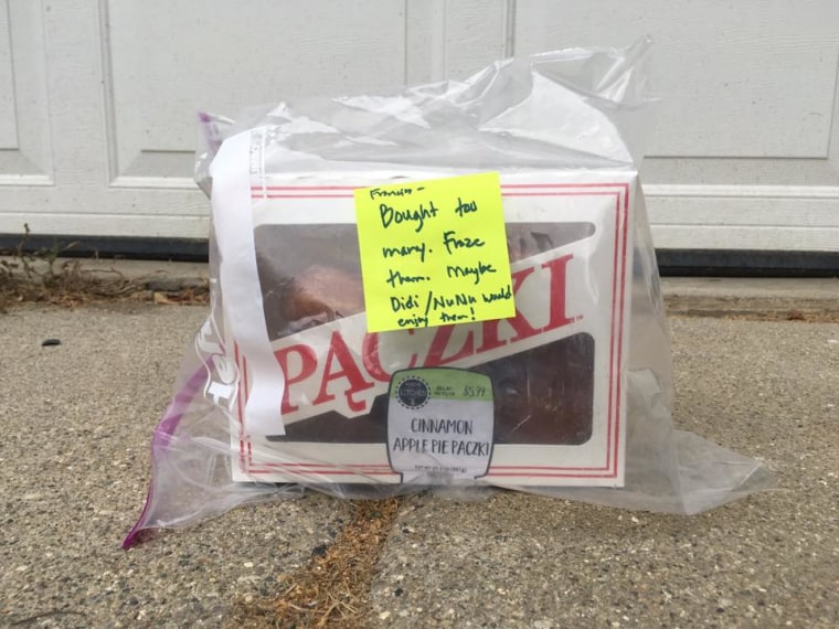 A package of paczki left in Frances Kai-Hwa Wang's driveway by a neighbor.