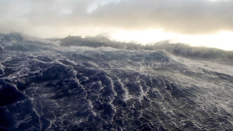 Image: The ATSB issued images showing giant waves caused by rough weather in the MH370 search area.