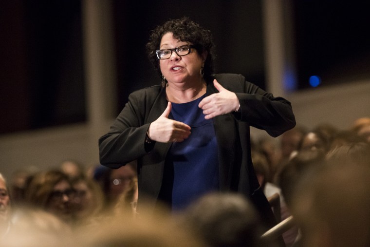 Image: U.S. Supreme Court Associate Justice Sonia Sotomayor speaks before audience at Northrup Auditorium at the University of Minnesota on Monday