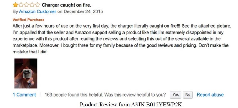 A customer reviews faulty product after it malfunctions
