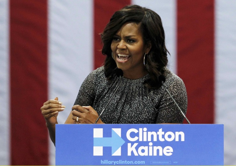 Image: First lady Michelle Obama speaks during a campaign rally in Phoenix
