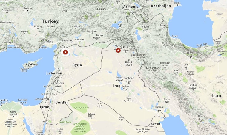 Image: Google map shows Syria's Aleppo and Iraq's Mosul