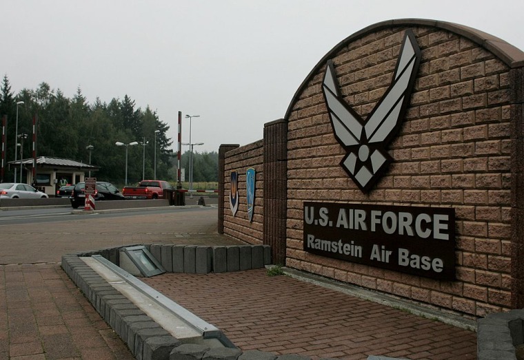 The main gate of U.S. Ramstein Air Base in Ramstein, Germany.