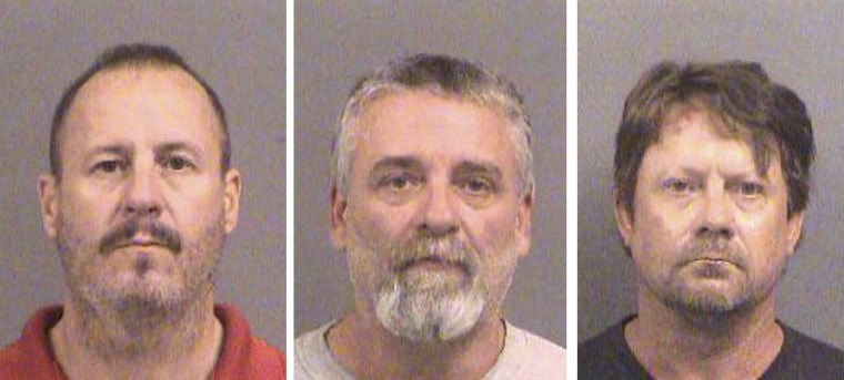 Image: Booking photos of Curtis Allen, Gavin Wright and Patrick Eugene Stein