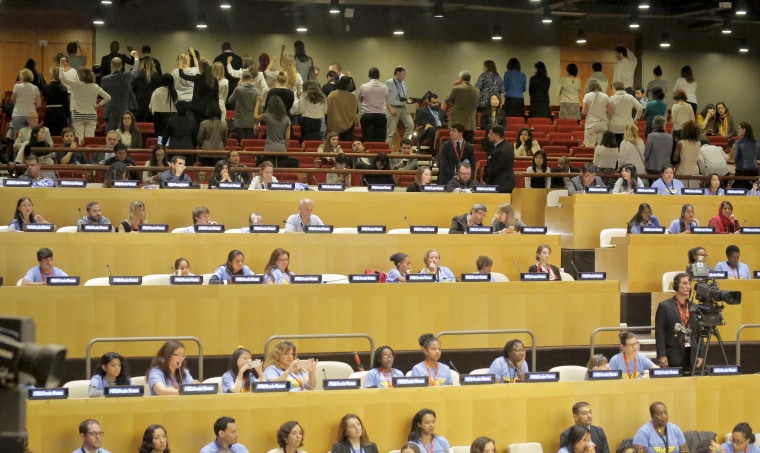 IMAGE: Wonder Woman protest at the U.N.