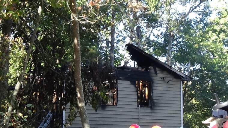 Image: Fire damage to the roof of the house
