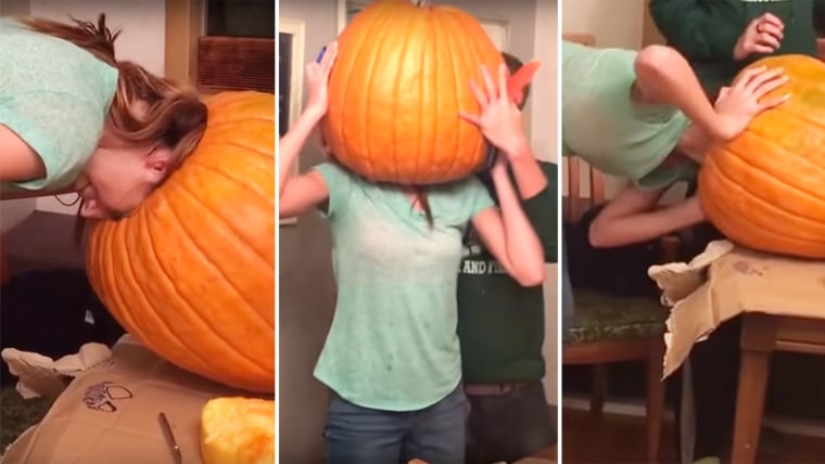 Woman Gets Head Stuck In Pumpkin