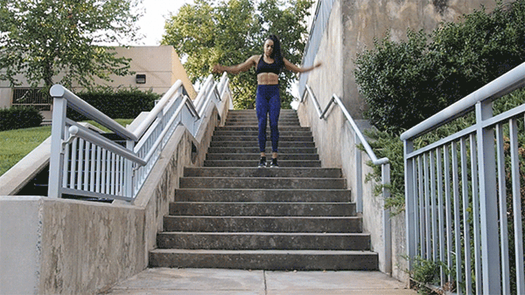 5-exercise stair workout: Jumping jack squat