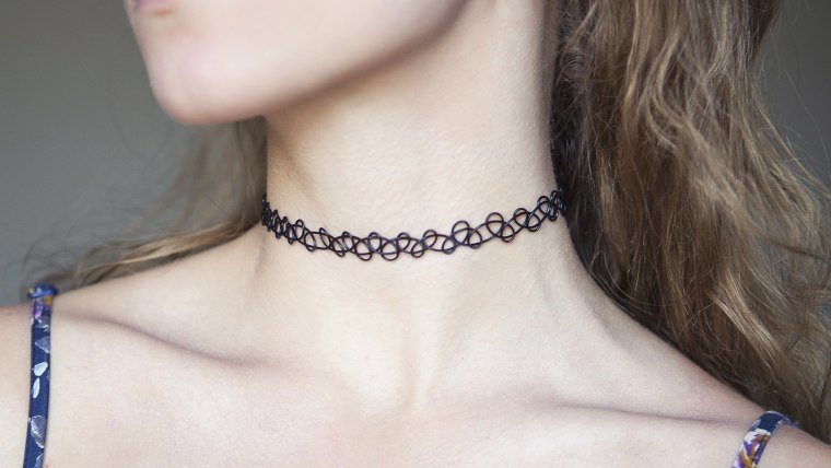 choker necklace on young woman