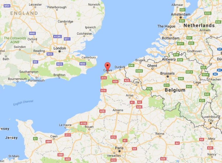 Image: Map showing the location of Calais, France