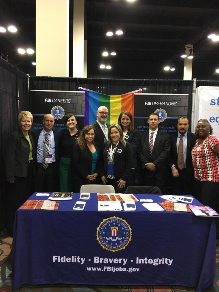 The FBI's recruiting booth at the Out and Equal Summit