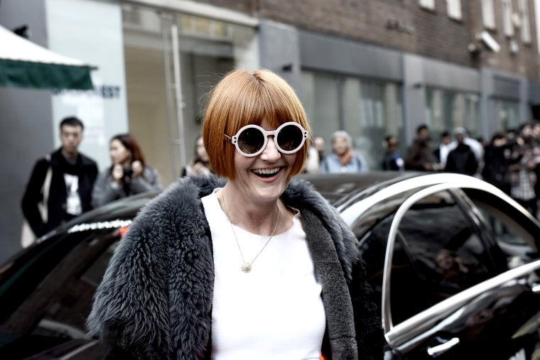 Mary Portas arrives at the Xiao Li show at London Fashion Week