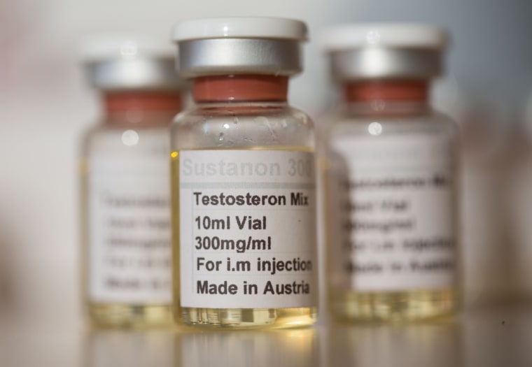 Vials of testosterone medication