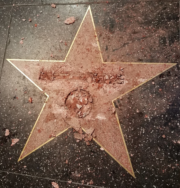 Image: Donald Trump's star on the Hollywood Walk of Fame was destroyed early Wednesday morning