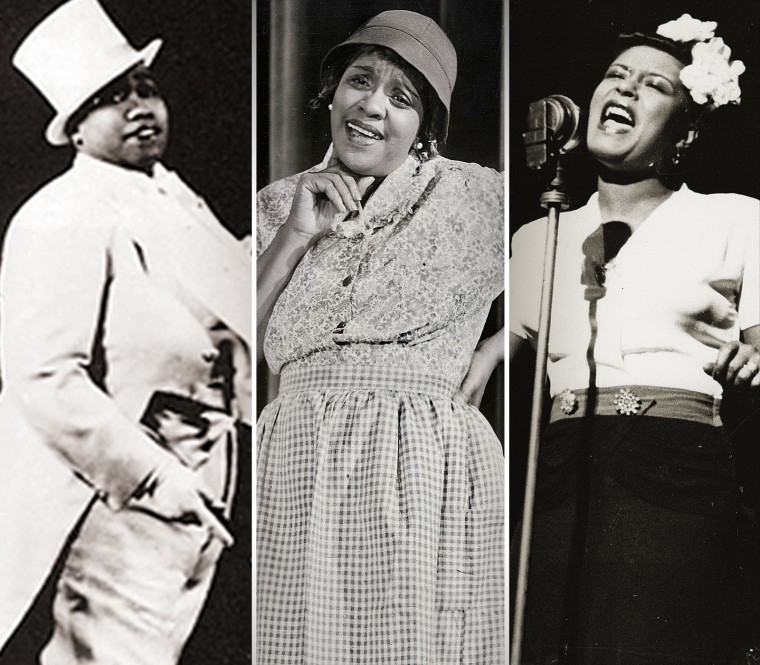 From left, Gladys Bentley, Jackie "Moms" Mabley and Billie Holiday.