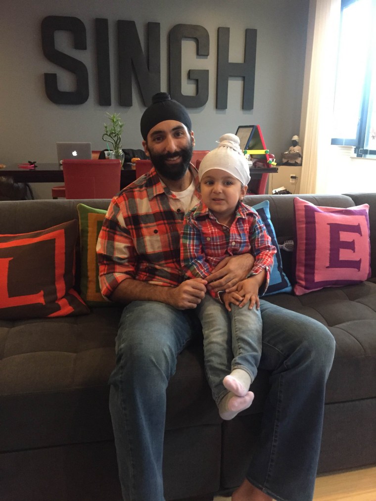 Agan Singh with his three-year-old daughter, Satya. For Halloween 2016, Satya told her parents she wanted to be her "dada."