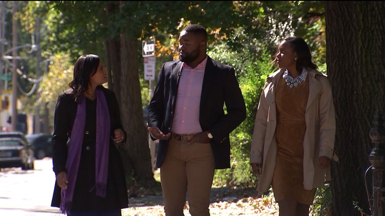 NBC News correspondent Kristen Welker walks with two of Jackson's young adults, James III and Jordyn as they discuss what will bring black millennials to the polls.