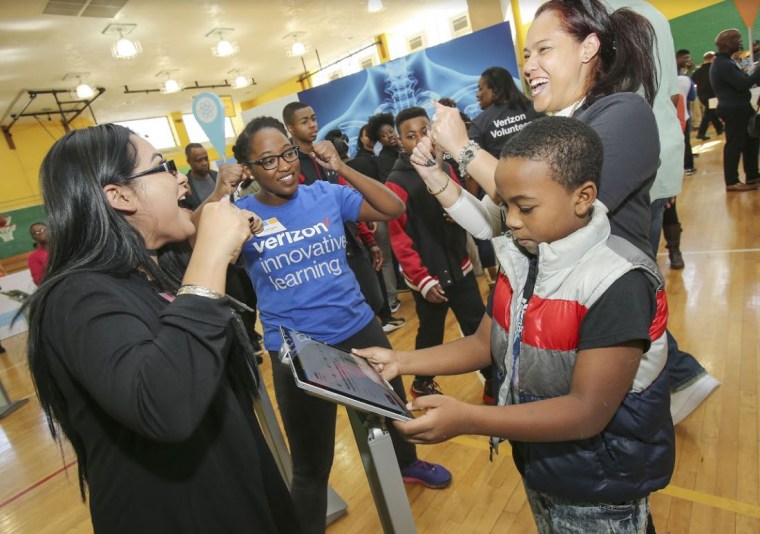 Cynthia Erenas at Charles Hart Middle School in Washington D.C. as part of the Verizon Innovative Learning program in October.