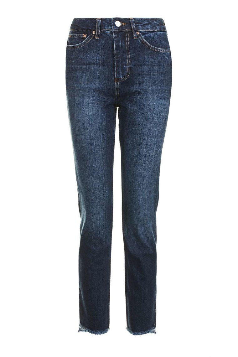 Spiral hem straight leg jean