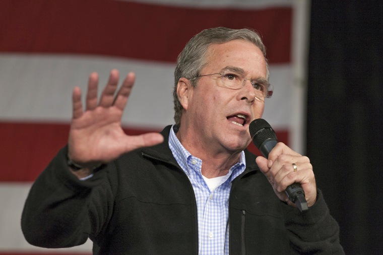 Image: U.S. Republican presidential candidate Jeb Bush speaks at the Growth and Opportunity Party at the Iowa State Fairgrounds in Des Moines, Iowa