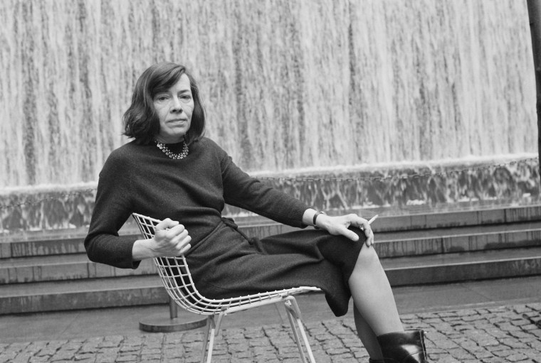 American Writer Patricia Highsmith in Front of Fountain