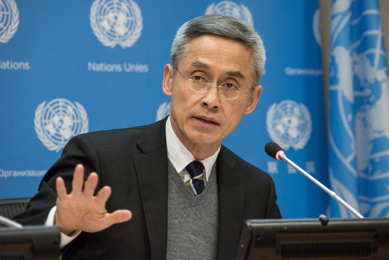 CoI member, Vitit Muntarbhorn speaks with the UN press corps