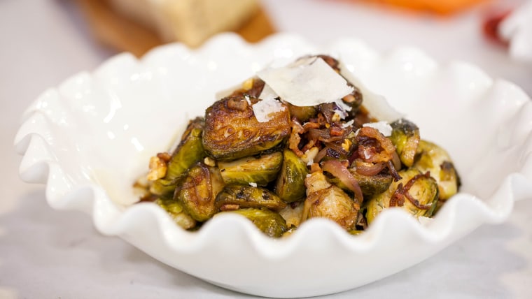 Lidia's Sauteed Brussels Sprouts with Walnuts and Bacon