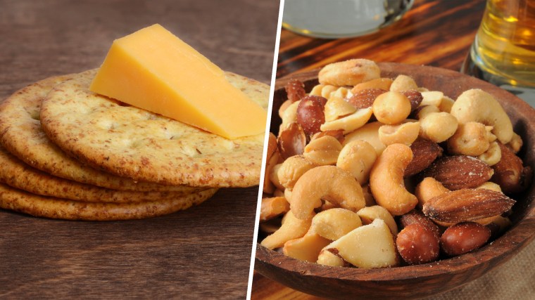 Crackers and cheese and nuts