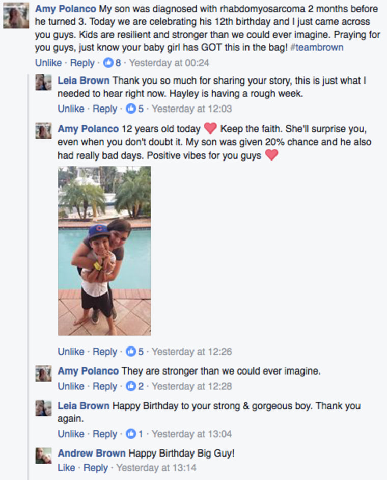 Hayley Brown Facebook comment