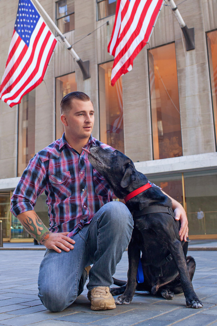 Matt Hatala and Chaney the dog together