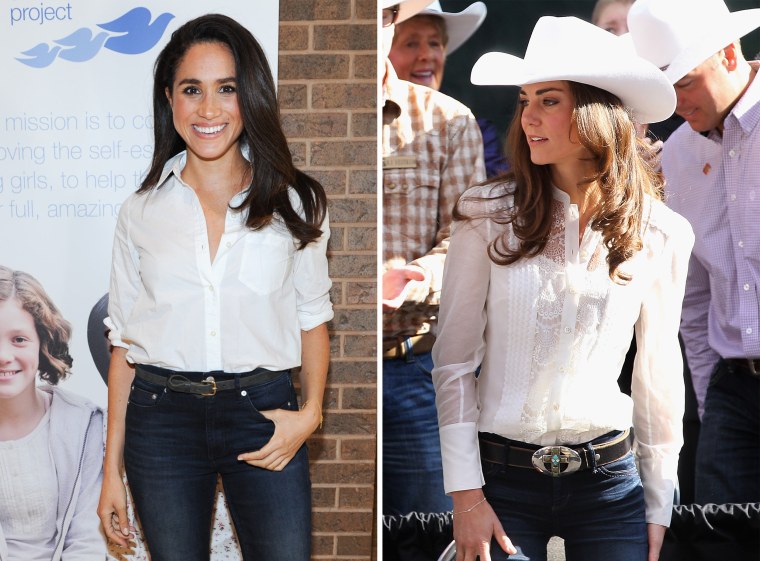 Meghan and Kate both look like the picture of elegance in their classic denim. 