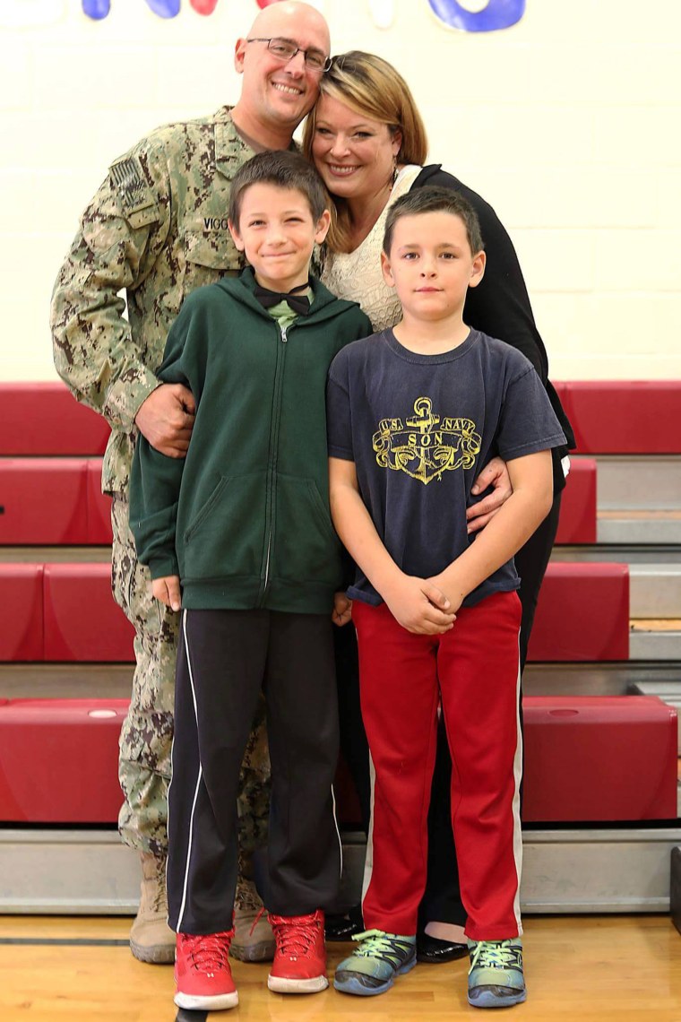 Navy Dad Surprises Sons With Homecoming at Colchester School