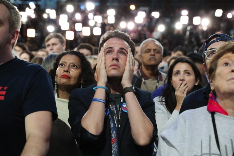 Image: Hillary Clinton supporters watch election results come in